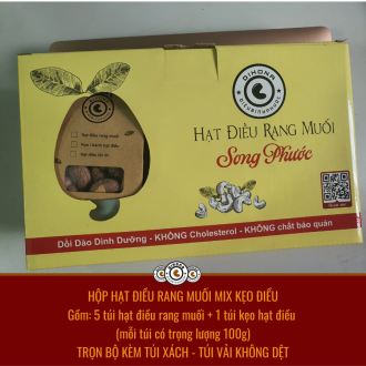 Hộp hạt điều rang muối mix kẹo điều Hộp hạt điều rang muối mix kẹo điều
